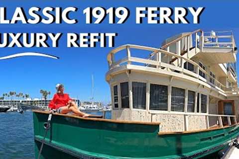 $525,000 1919 CLASSIC LA HARBOR FERRY The Ace LUXURY REFIT Houseboat Liveaboard Boat Yacht Tour