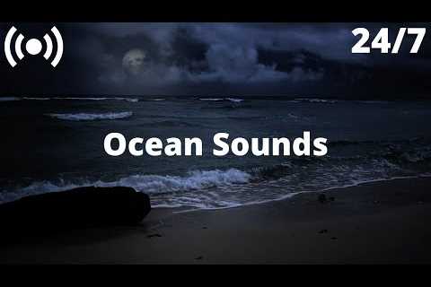 Ocean Waves at Night | Stormy Beach Relaxing Sounds for Sleeping, Insomnia, Stress Relief ❤️ Nature