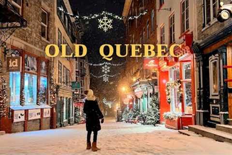 [4K]🇨🇦 Alice in Winter Wonderland⛄❄Midnight Snowfall in Old Quebec City🌟Dec. 2021