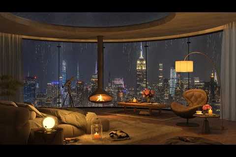 4K Night Jazz at Cozy Apartment in New York - Relaxing Jazz Music for Sleep, Study and Chill