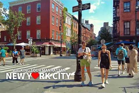 [4K] NEW YORK CITY - Manhattan Summer Walk, Greenwich Village, Hudson Street & 6th Avenue,..
