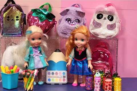 Back to school shopping ! Elsa & Anna toddlers - Barbie dolls - backpack - lunch bag #supplies
