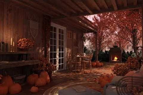 Cozy Fall Porch Ambience with Autumn Sounds & Crackling Autumn Fireplace