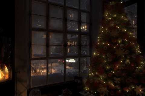 Cozy Christmas Fireplace In Brooklyn | Dark Screen For Sleeping | Heavy Snow In New York  | 8 Hours