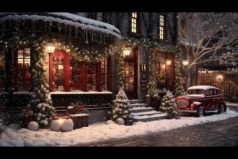 Smooth Jazz Music in a Winter Coffee Shop Ambience (Snow Falling & Snowflakes) Live Jazz 24/7