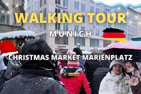 Snowfall Munich Christmas Market 2023 - Walking tour 4K - Marienplatz #Germany #explore #travel