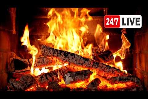🔥 Cozy Fireplace 4K (LIVE 24/7). Fireplace with Crackling Fire Sounds. Christmas Fireplace 2024