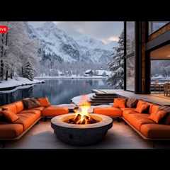 Cozy Winter Porch Space 🔥❄️🎹 Snowy scene and Piano sound combined with Fireplace for relaxation