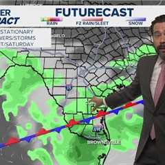Breezy, warm, and humid with only an isolated shower or two through Friday. Rain chances increase in